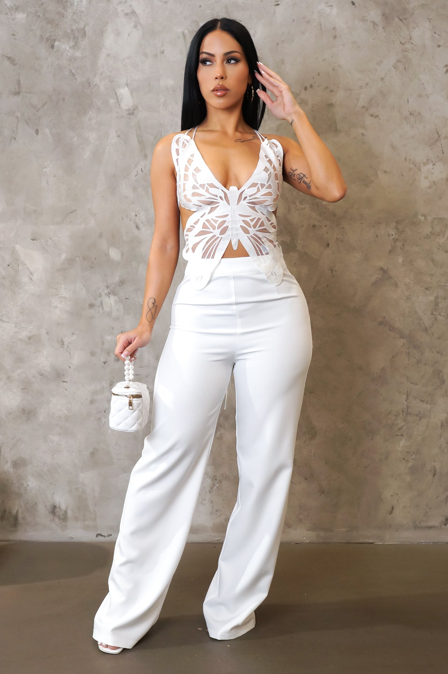 RESTOCK!! The Butterfly Effect Pant Set- White