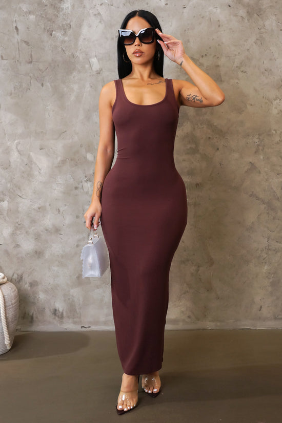 The Perfect Choice Midi Dress - Brown