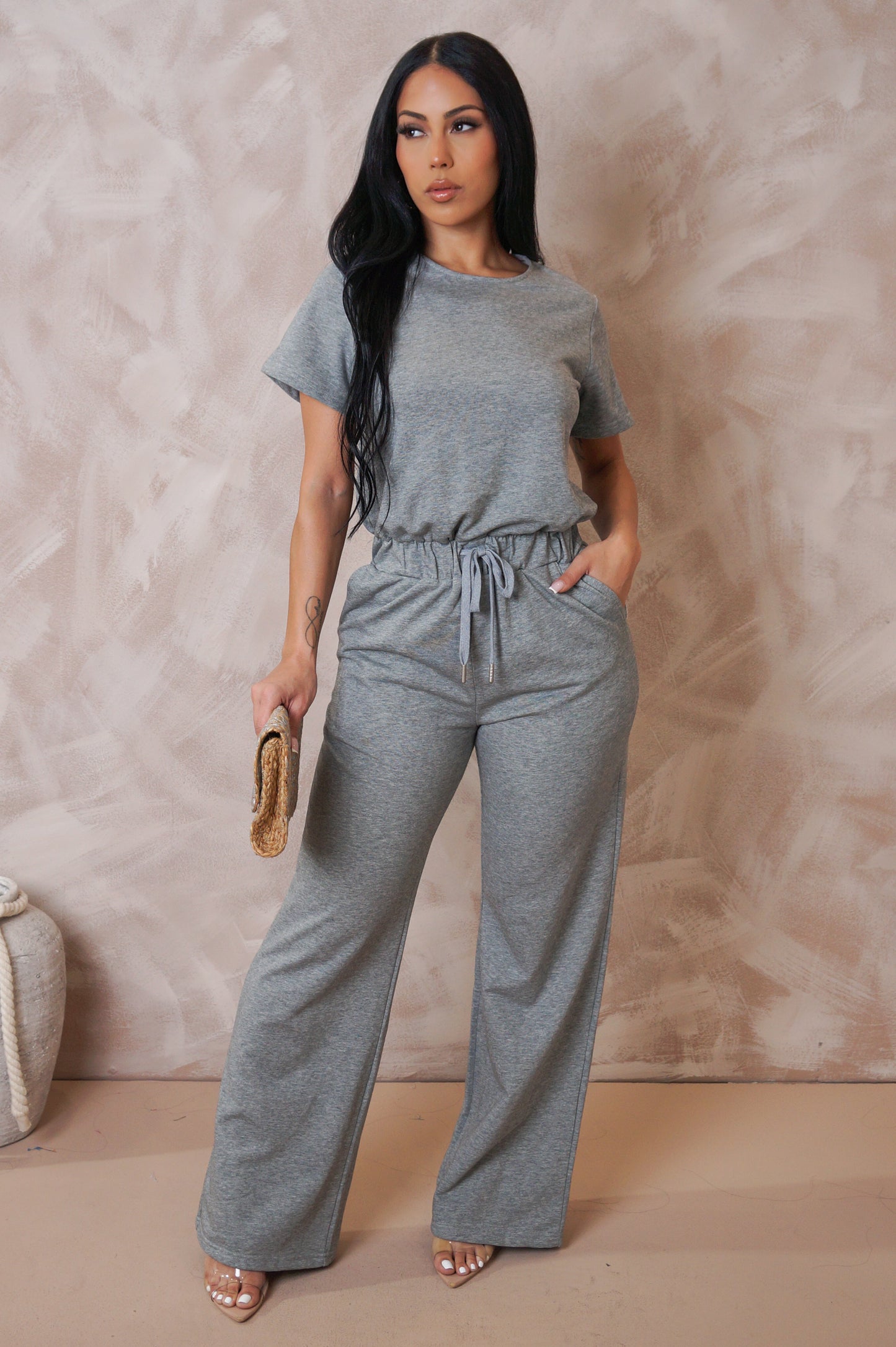 Just A Feeling Jumpsuit - Grey