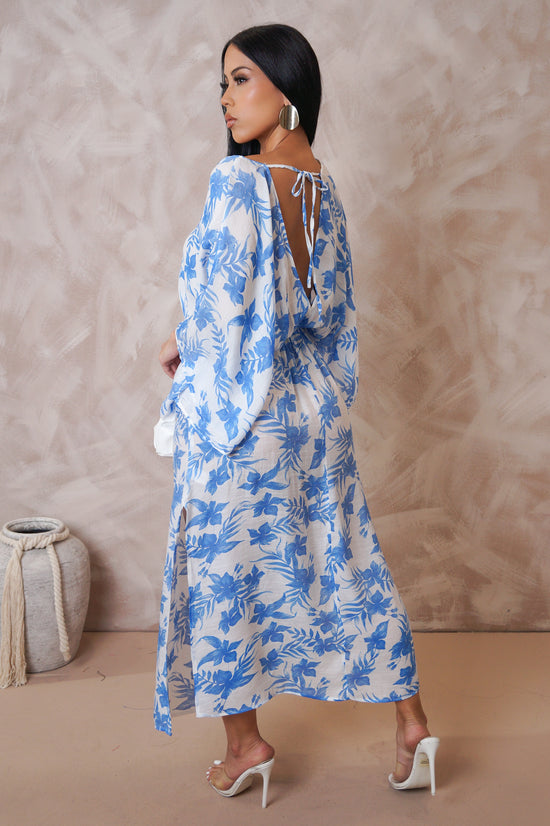 One Of A Kind Midi Dress - Blue