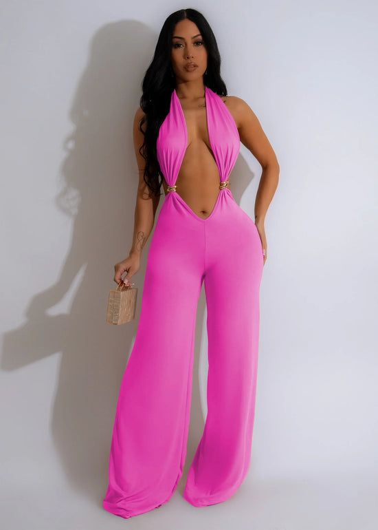 All Eyes On Me Jumpsuit - Pink