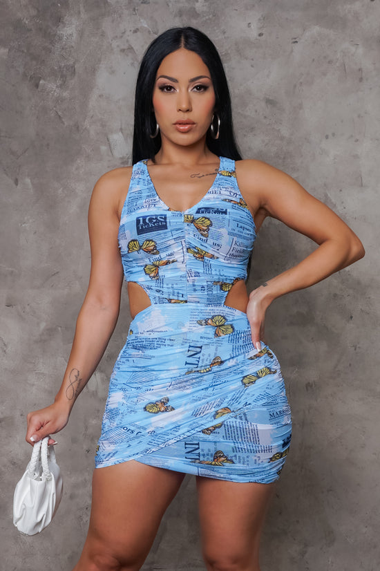 Your Butterfly Mini Dress - Baby Blue