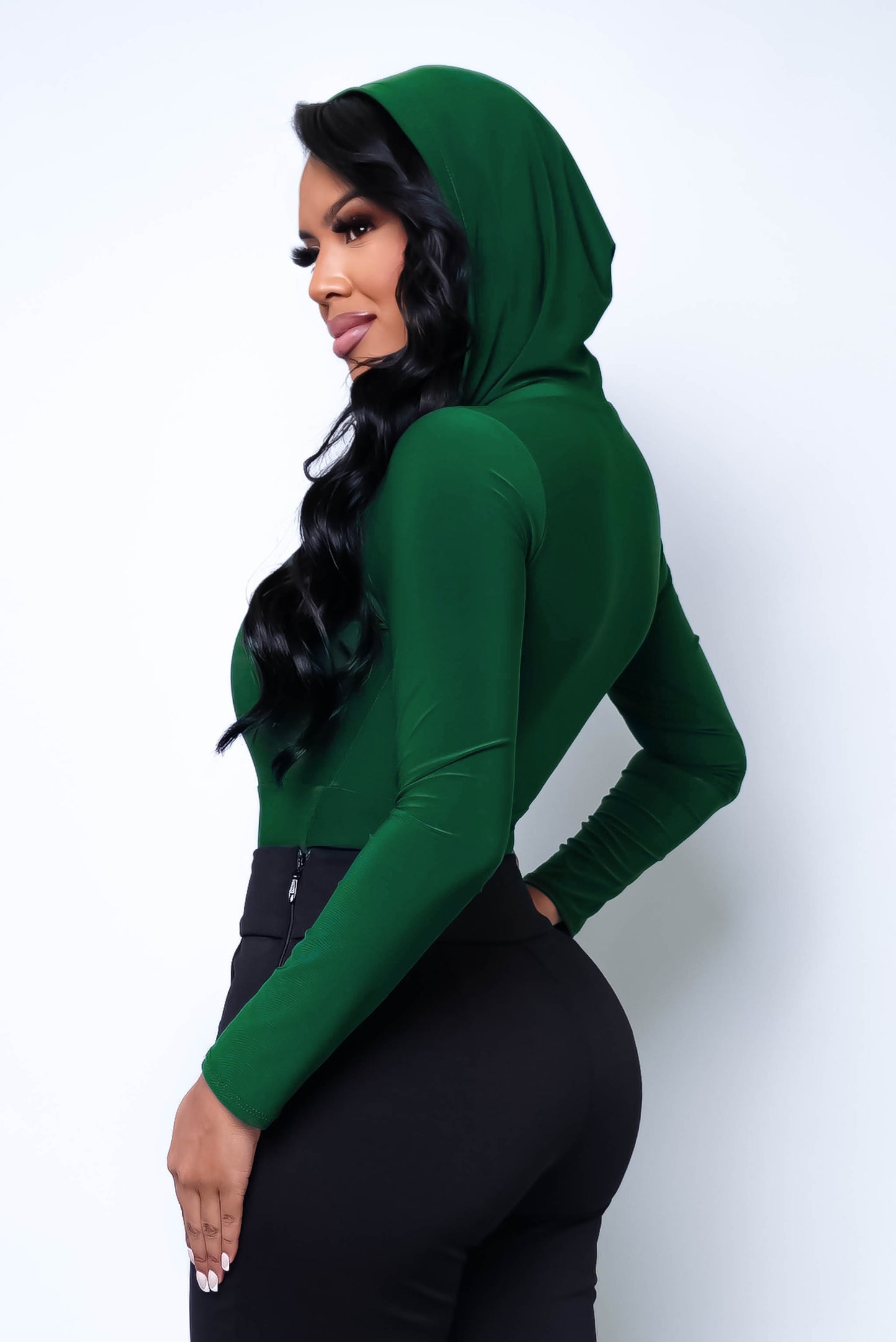 Hooded Heroine Bodysuit - Dark Green