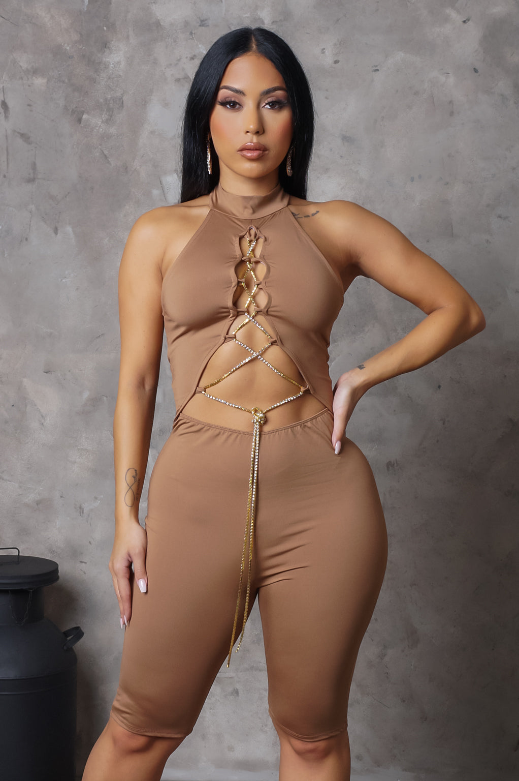 Can't Hide From Me Romper - Brown