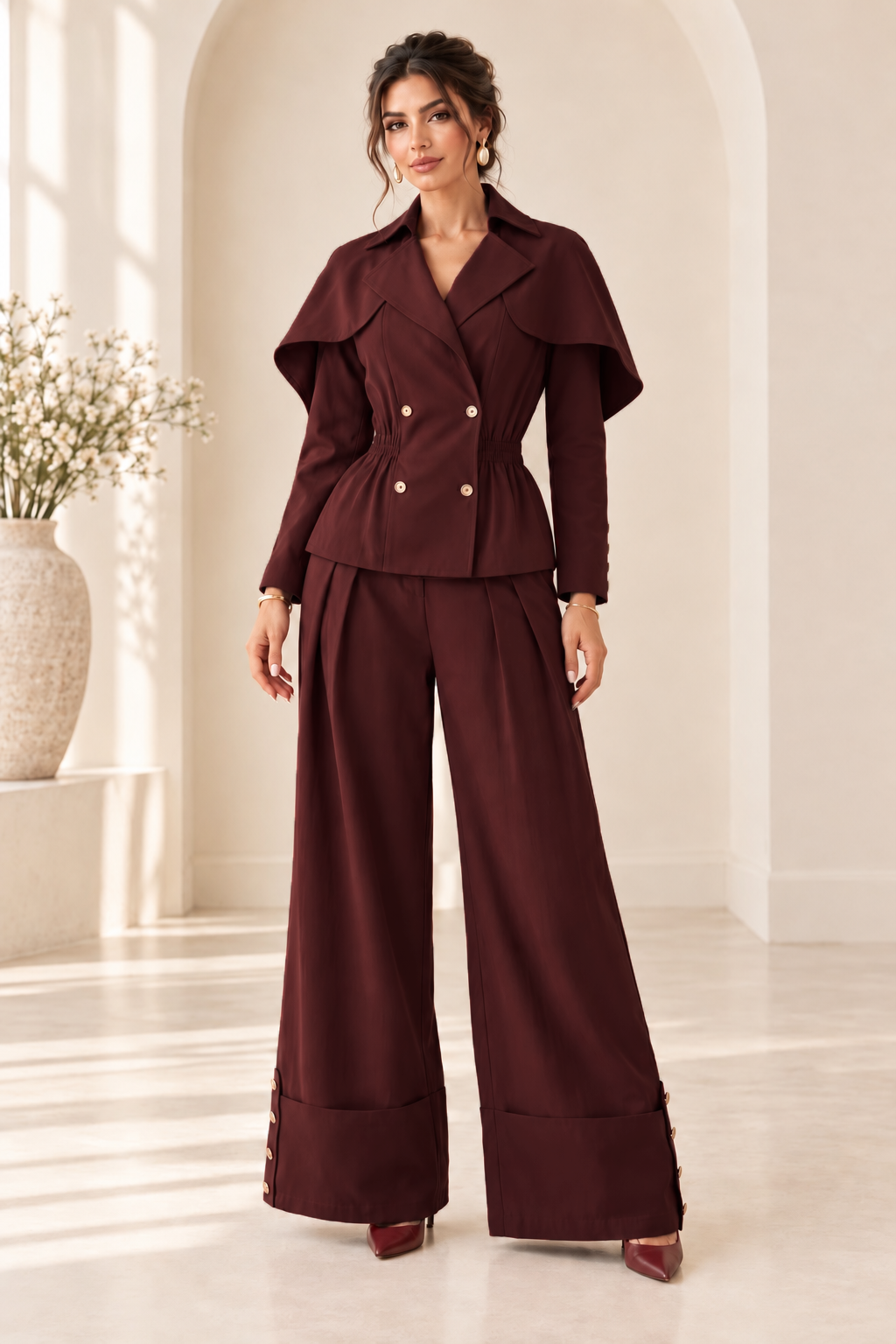 Starting Over Pant Set - Burgundy