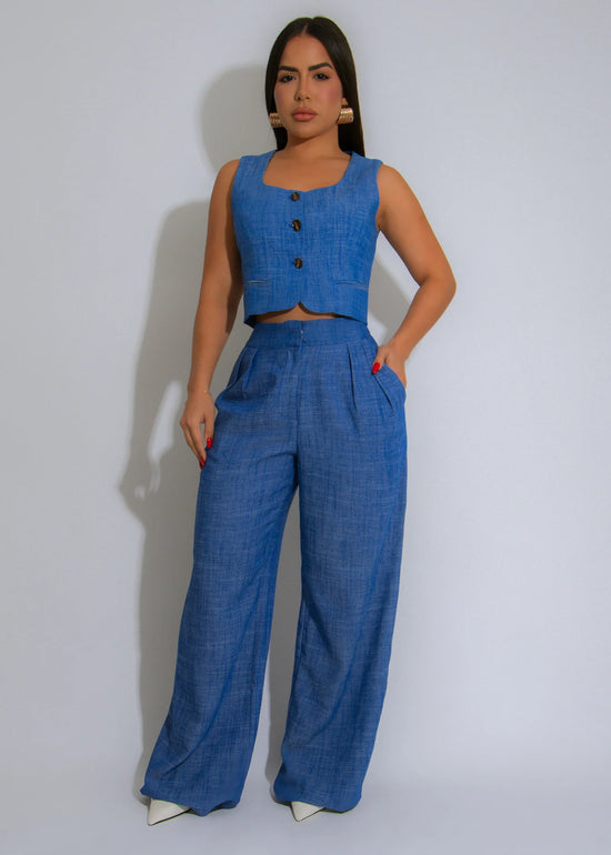 Business Casual Pant Set - Blue