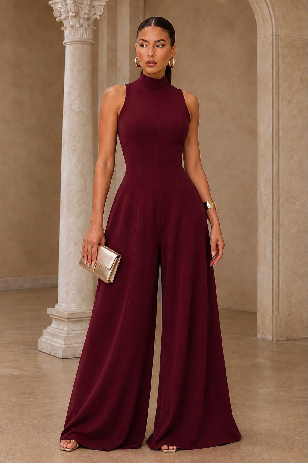 On My Terms II Jumpsuit - Burgundy