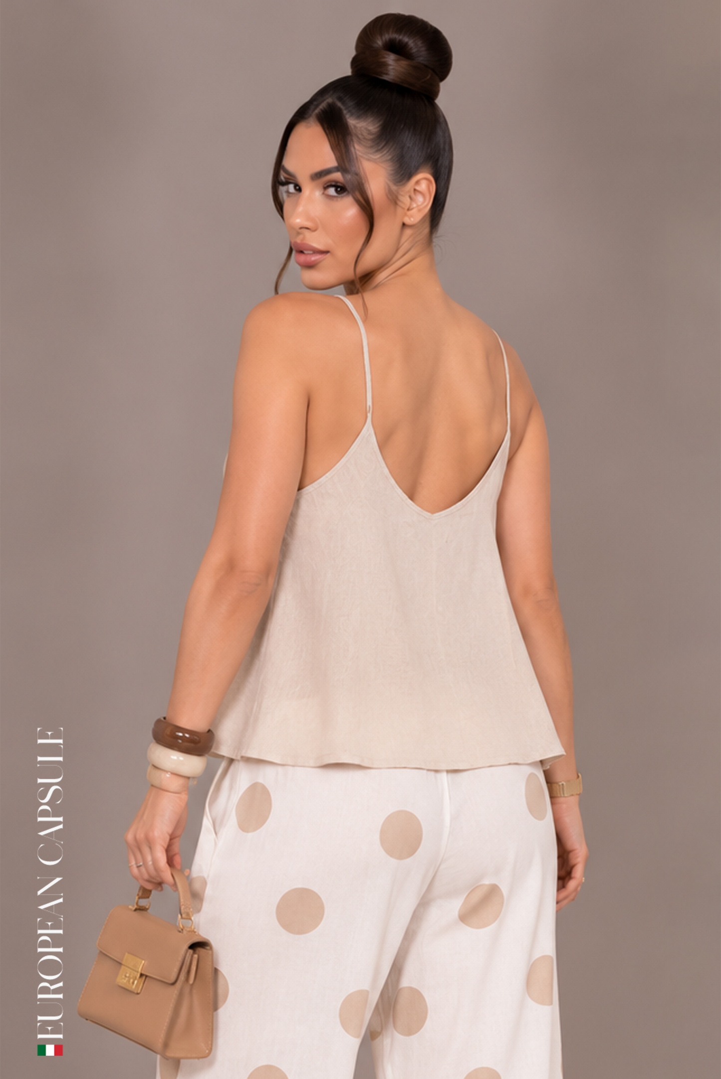 Capriccio Italian Linen Top - Beige