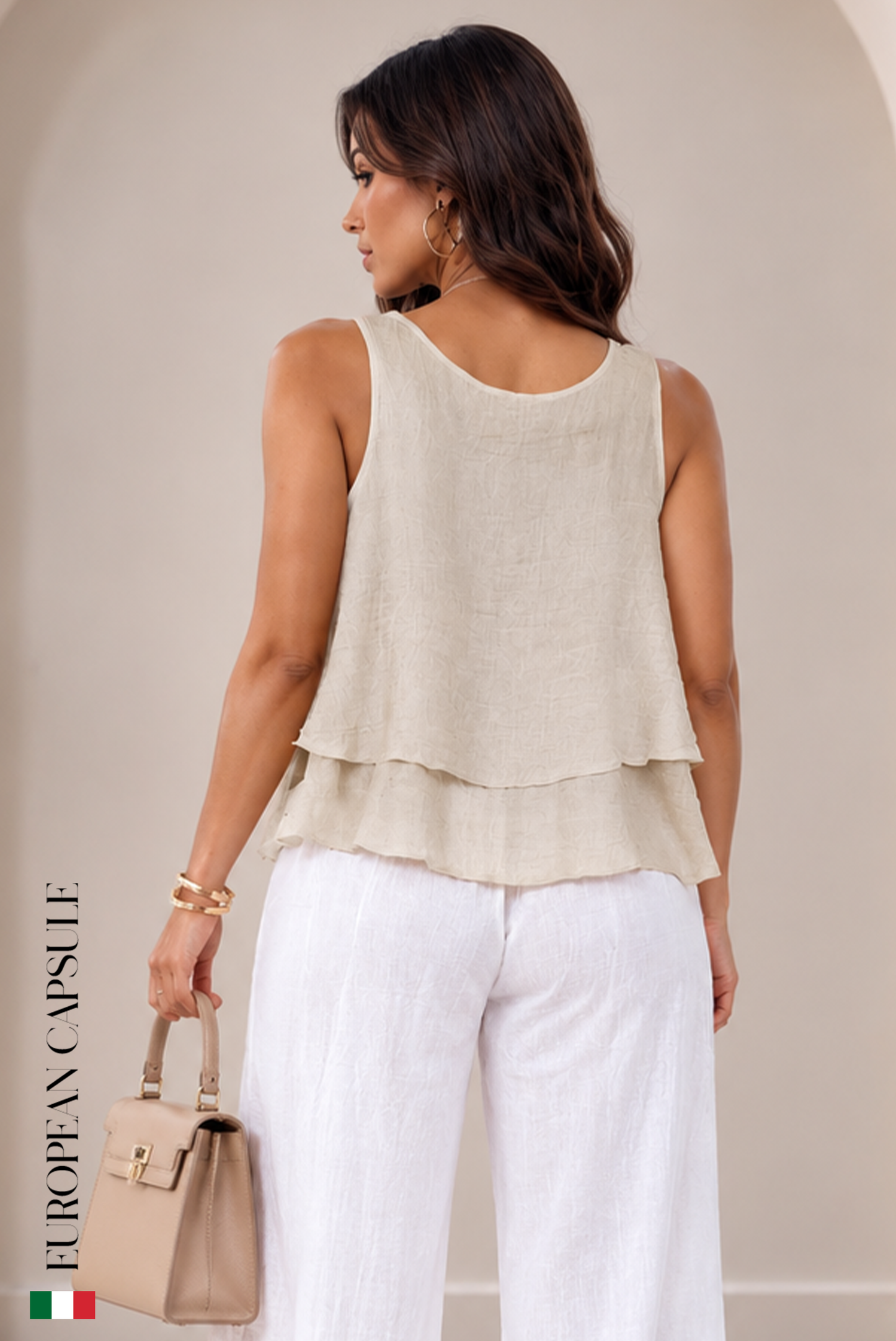 Génova Italian Linen Top - Beige