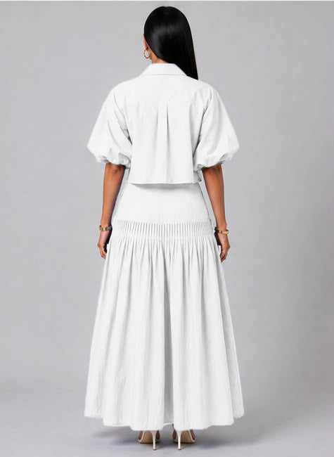 Morning Ray  Skirt Set- White