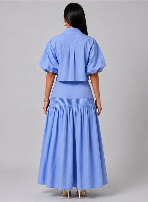 Morning Ray  Skirt Set- Blue