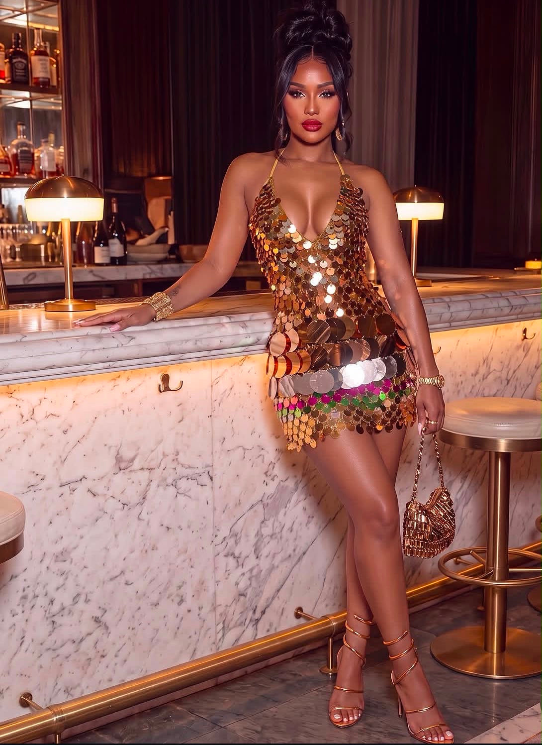 Iconic Nights Dress - Gold