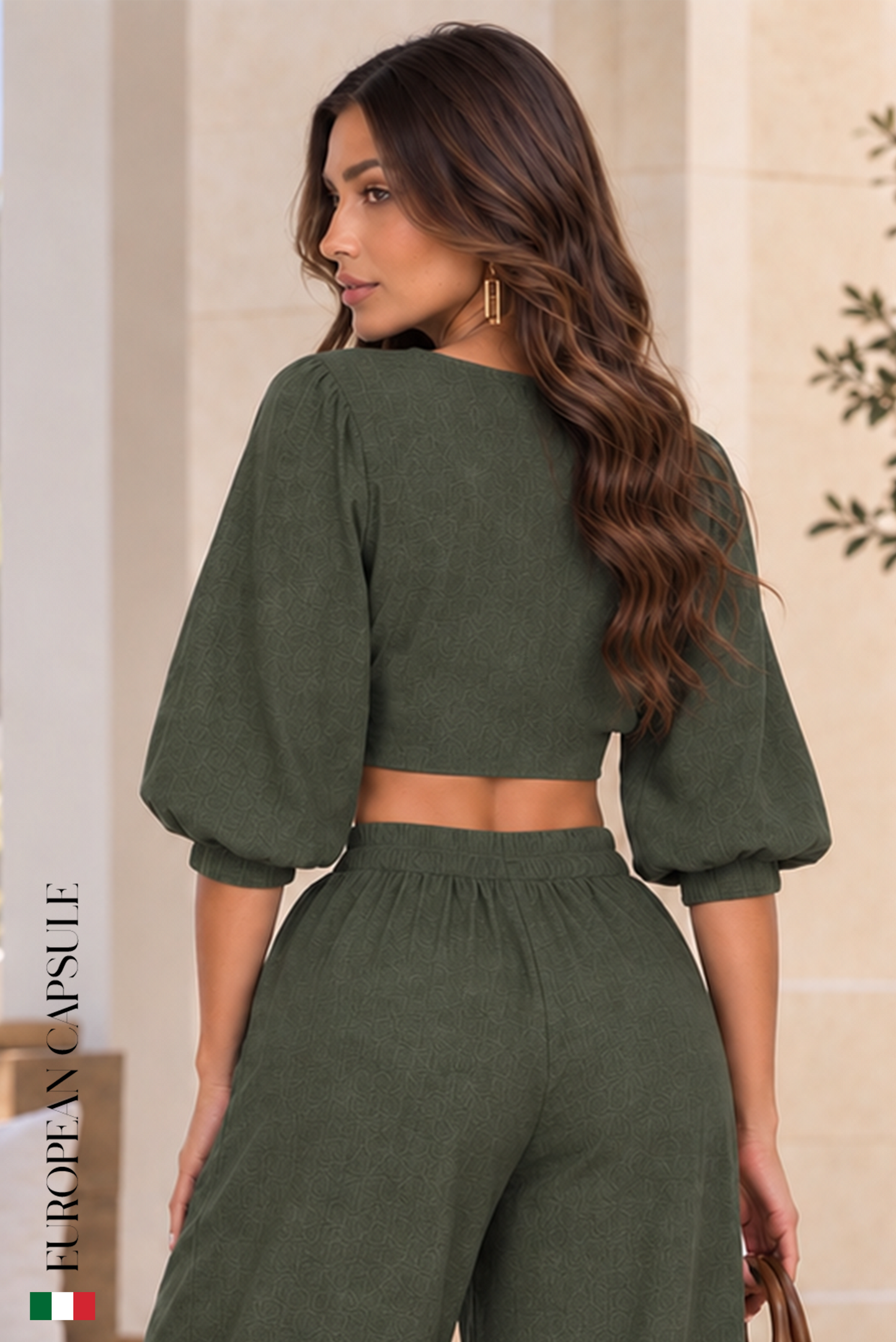 Lombardia Italian Linen Top - Olive