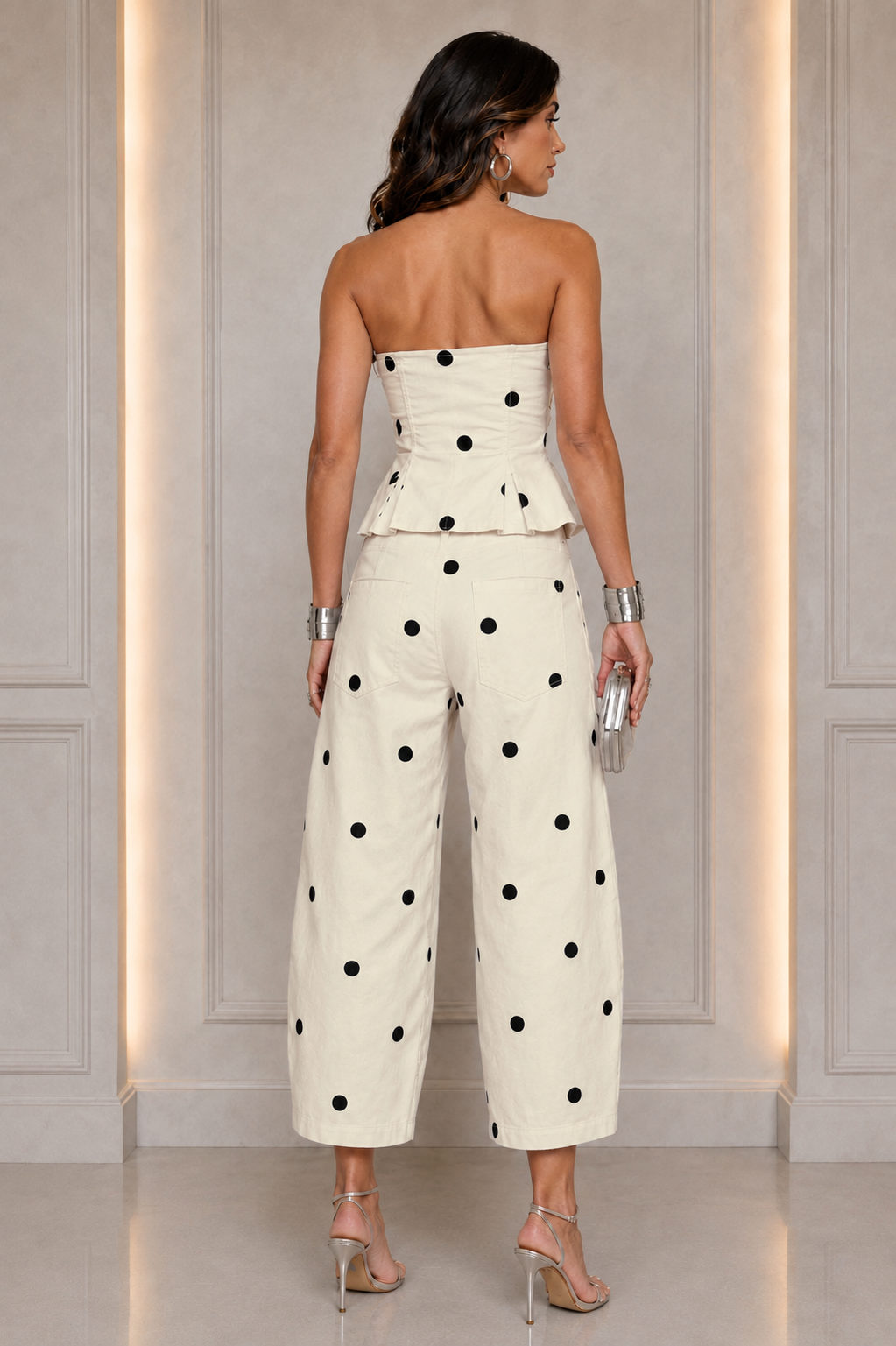 Pretty In Polka Pant Set - Cream