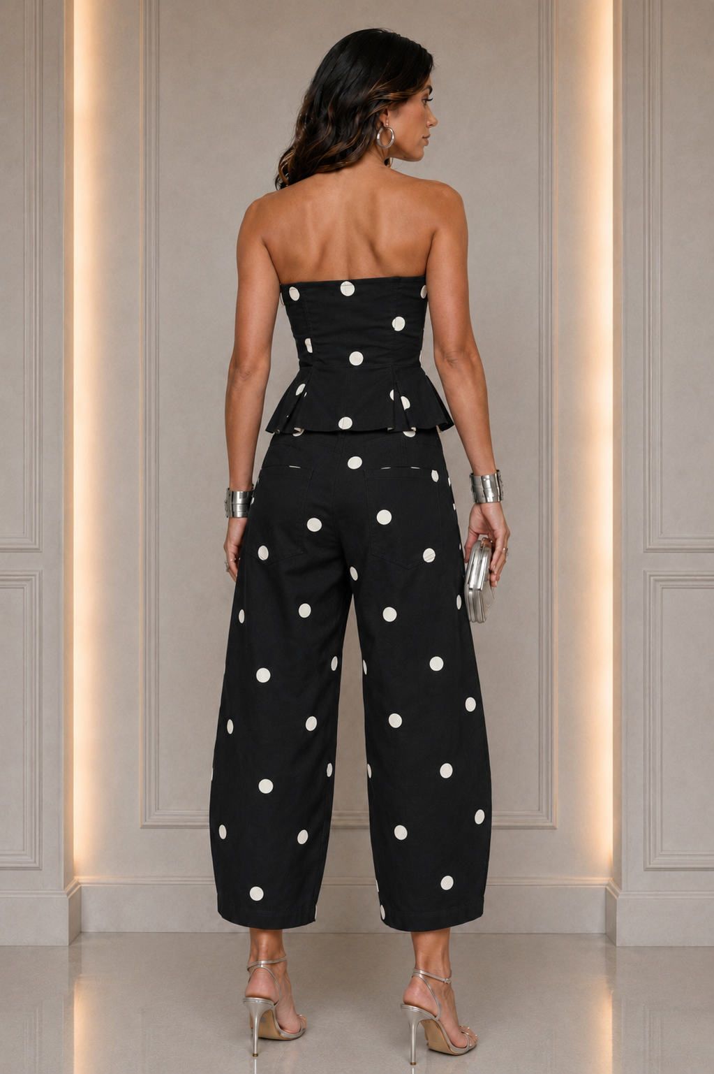 Pretty In Polka Pant Set - Black