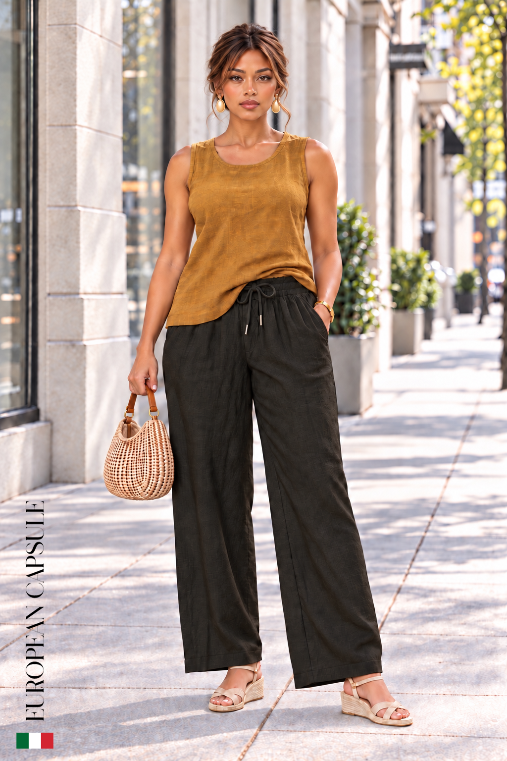 Luna Di Treviso Italian Linen Pants - Brown