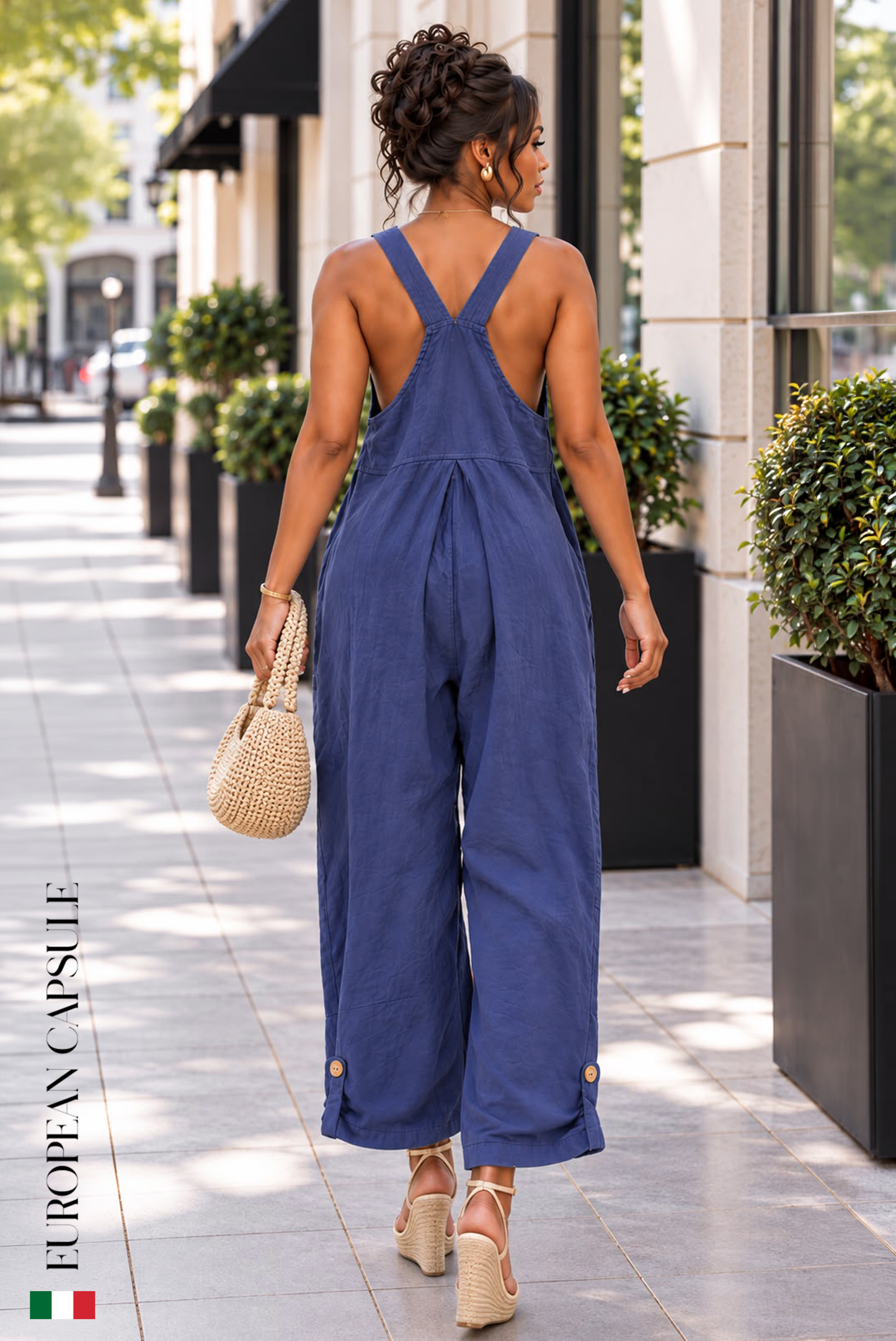 Notte D'Amore Italian Linen Jumpsuit - Navy