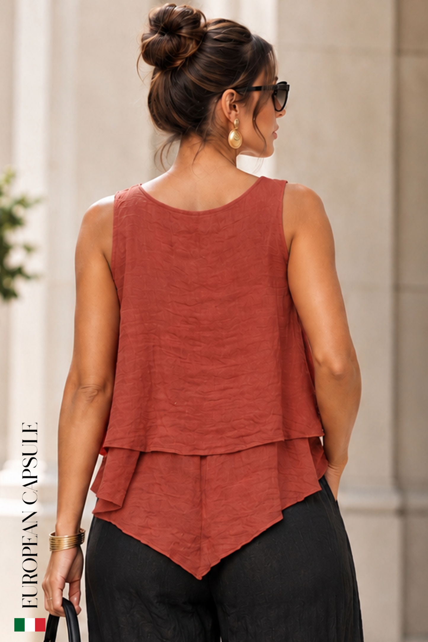 Luna D'amore Italian Linen Top - Red