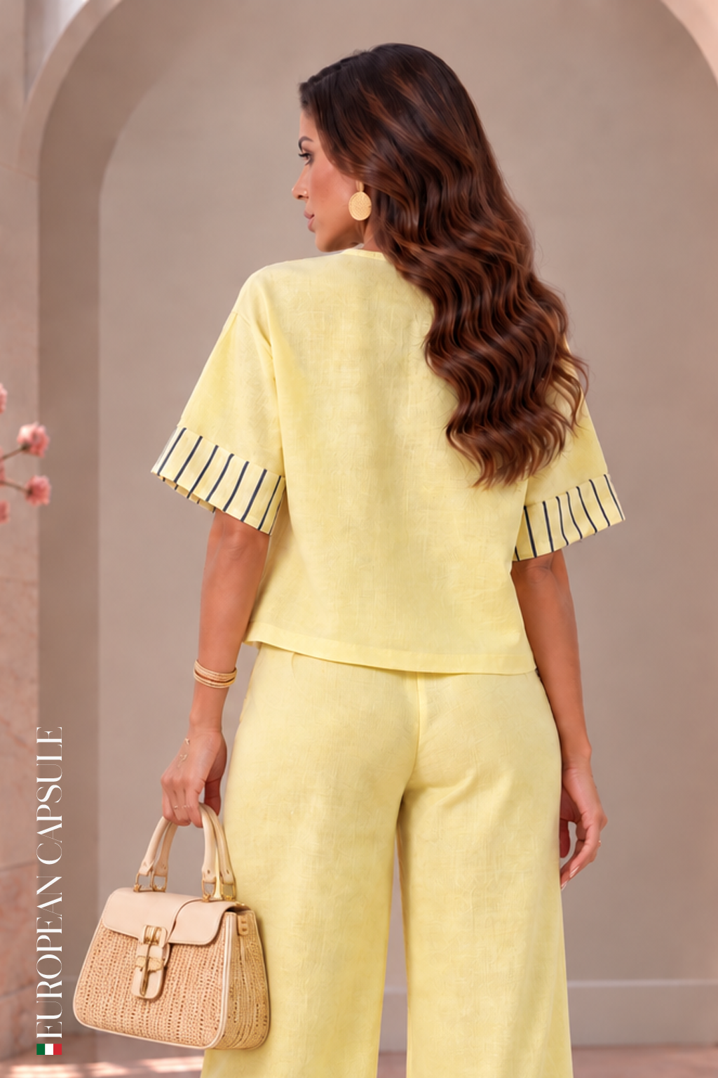 Biella  Italian Linen Top - Yellow