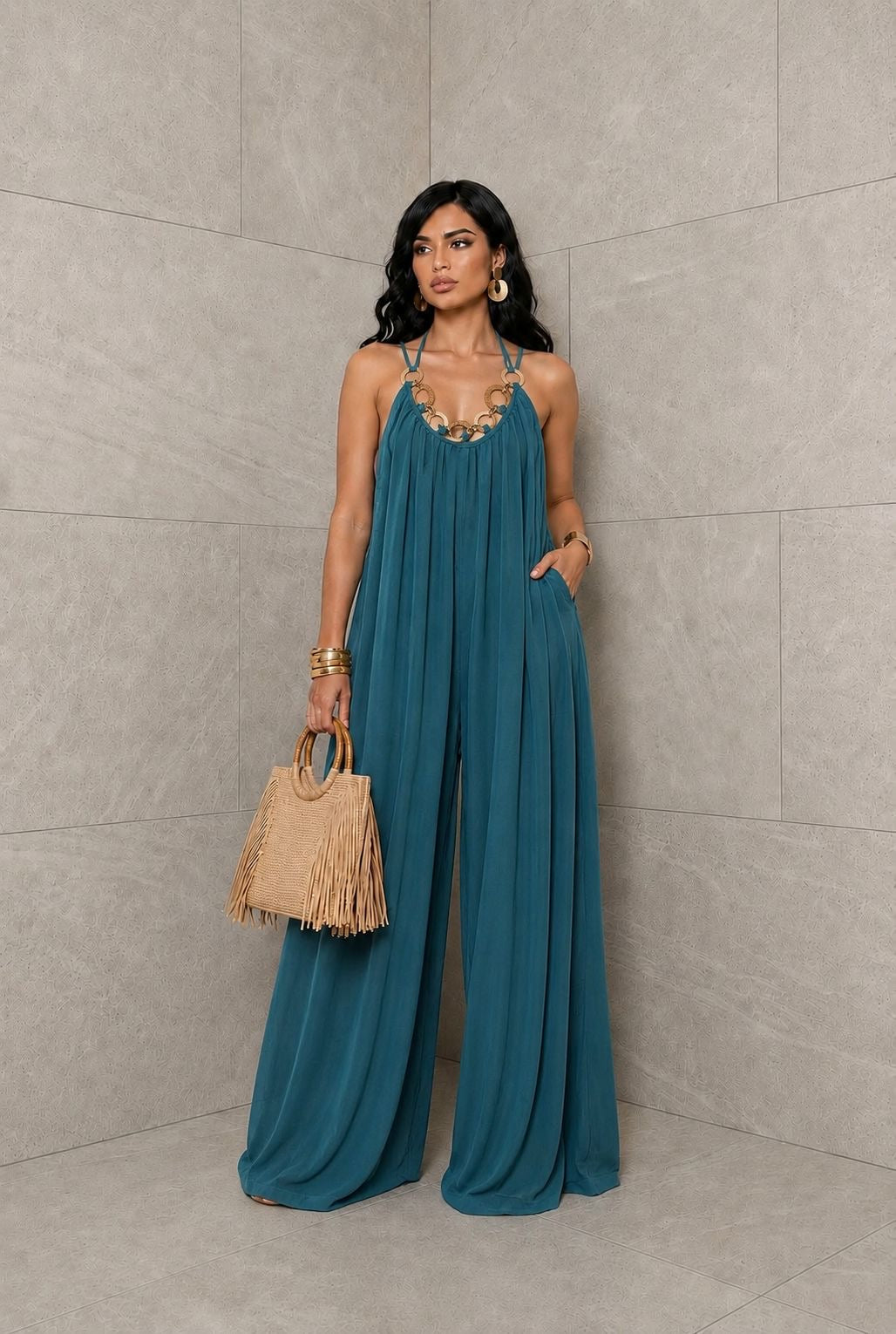 Cool Again Jumpsuit -Teal