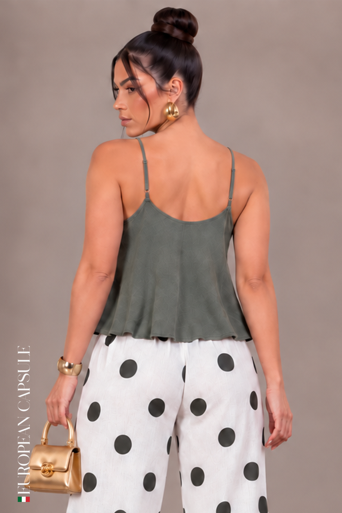 Capriccio Italian Linen Top - Olive