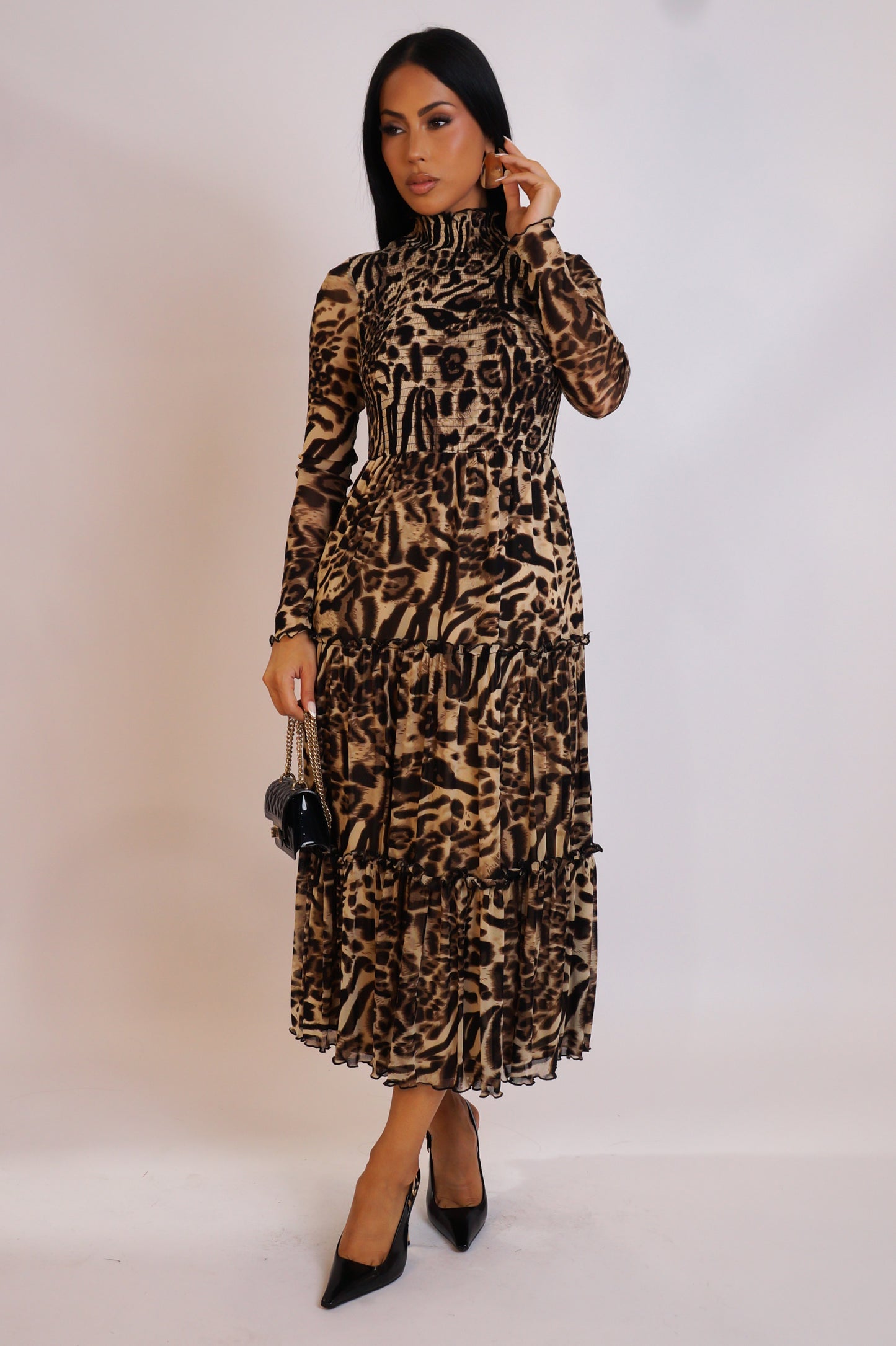 Untamed Midi Dress - Brown