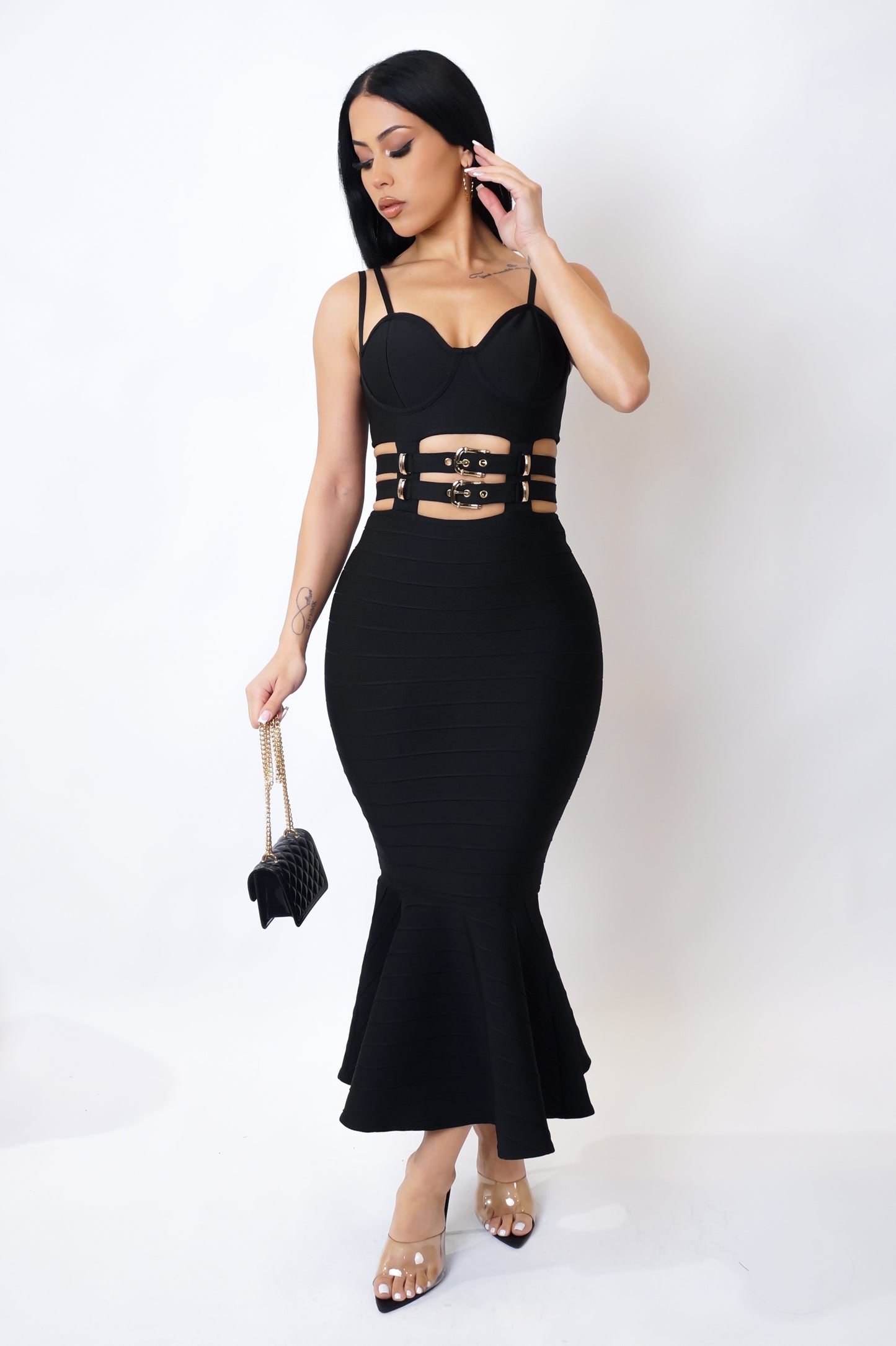 Load image into Gallery viewer, See Me Now Midi Dress - Black
