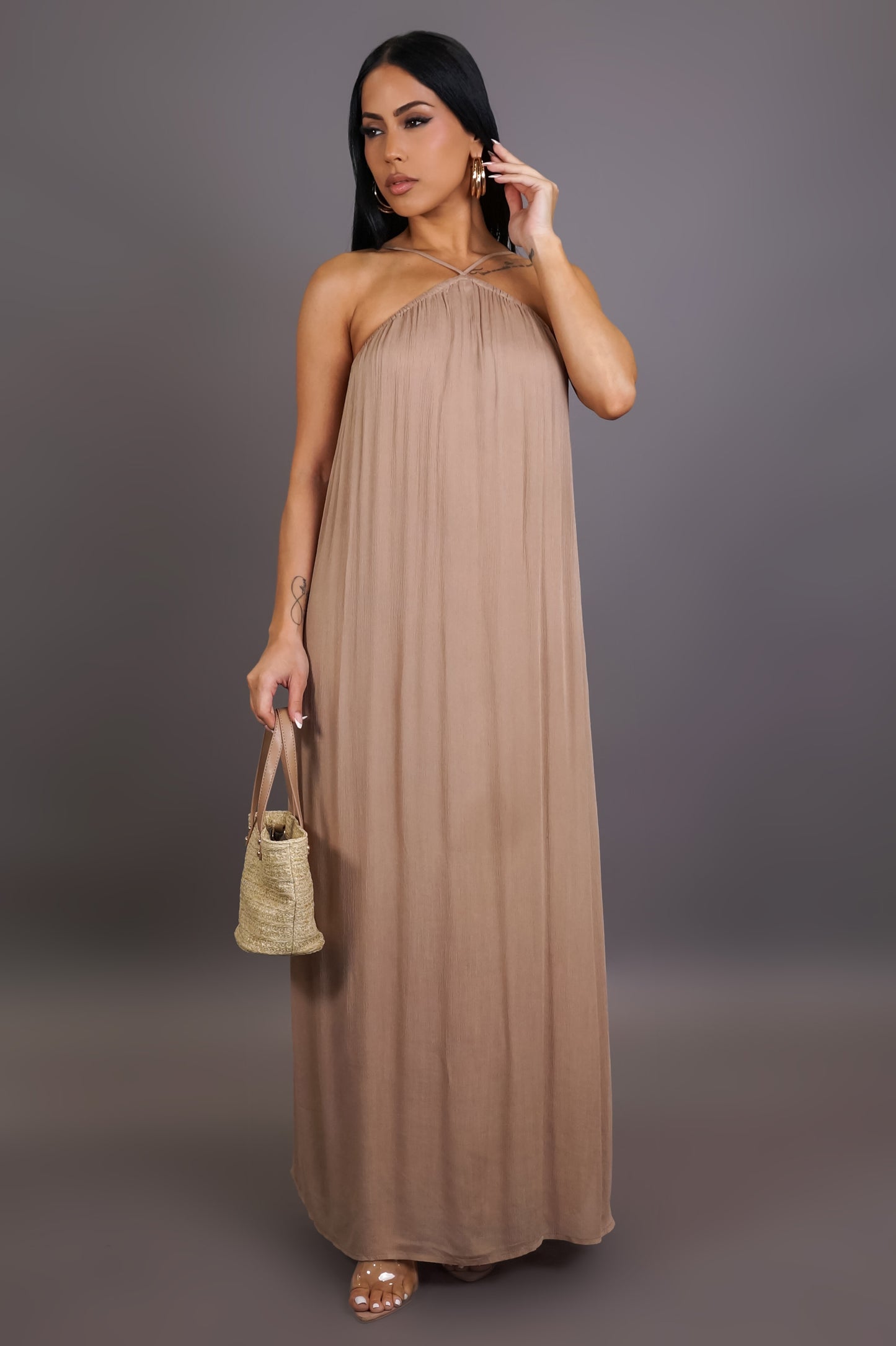 Back To This Maxi Dress- Taupe