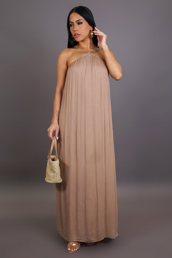 Back To This Maxi Dress- Taupe