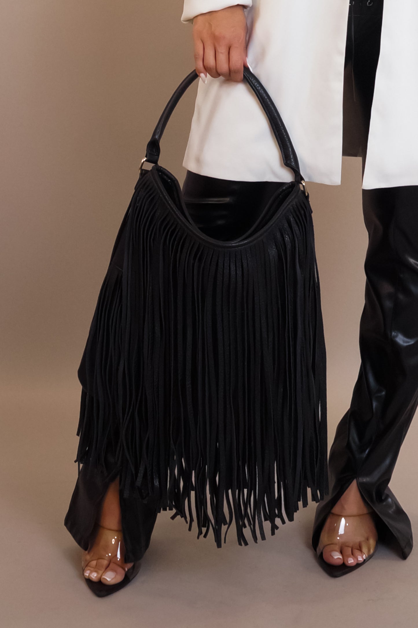 The Fringe Purse - Black - Mauve - Tan - Stone