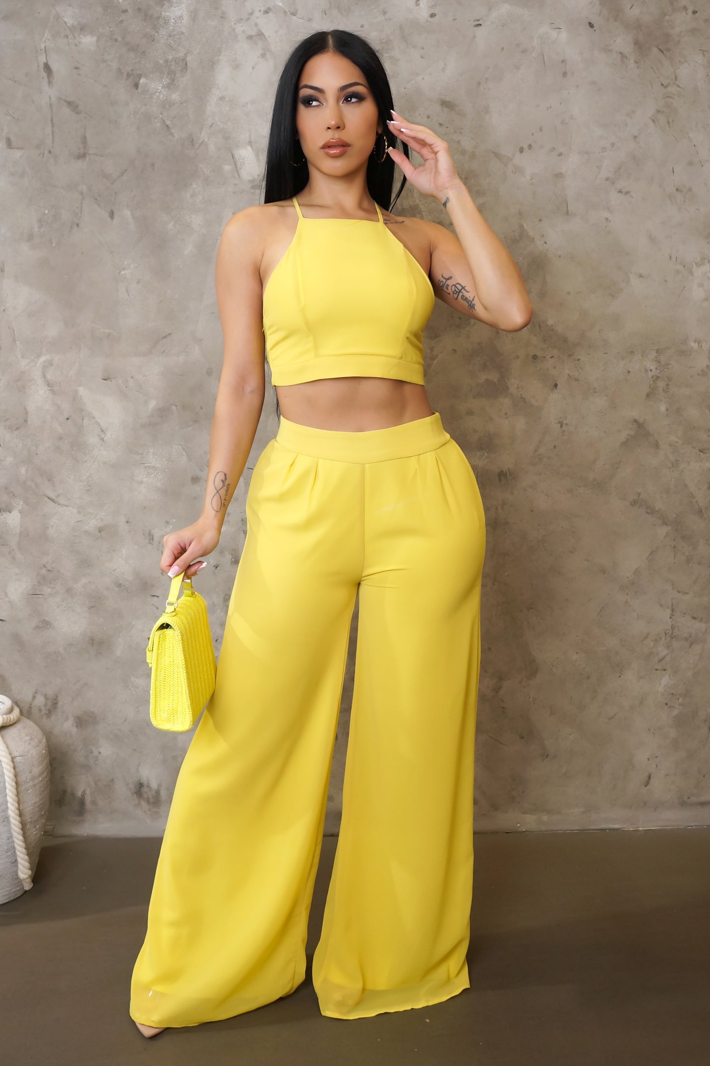 Going Out Tonight Pant Set - Yellow