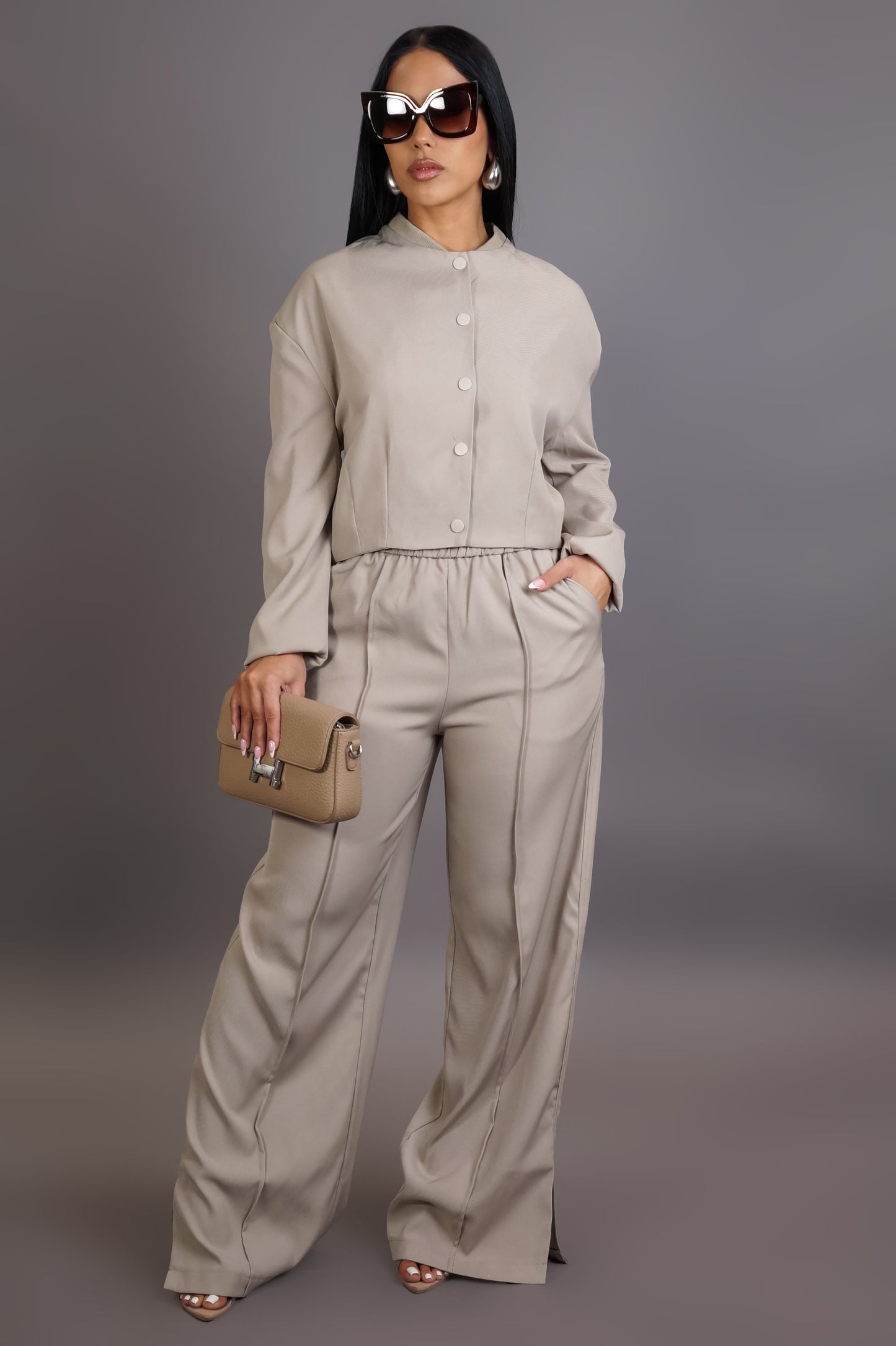 Ready Or Not Pant Set - Beige