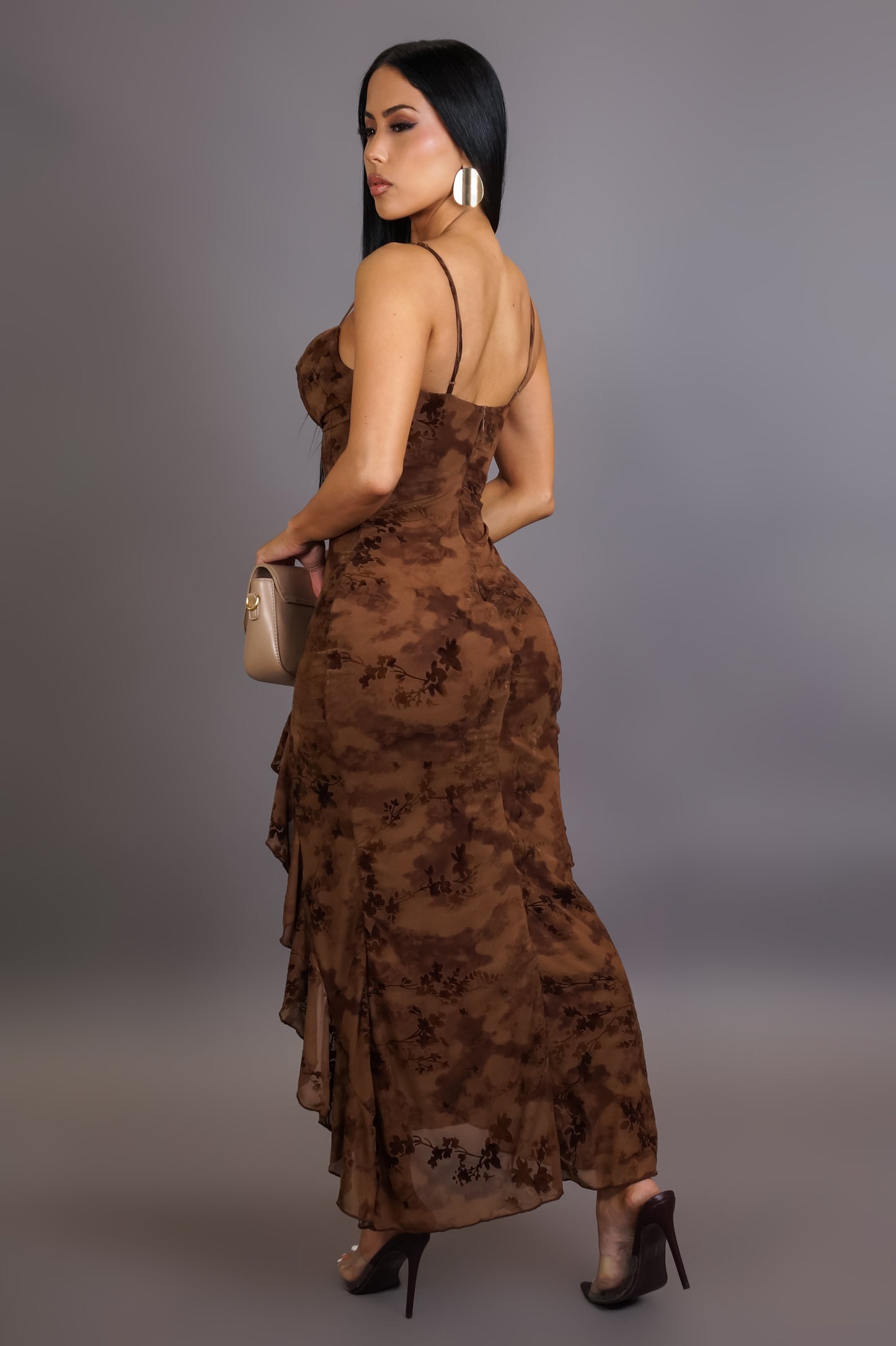 Caught Me Off Gaurd Midi Dress - Brown