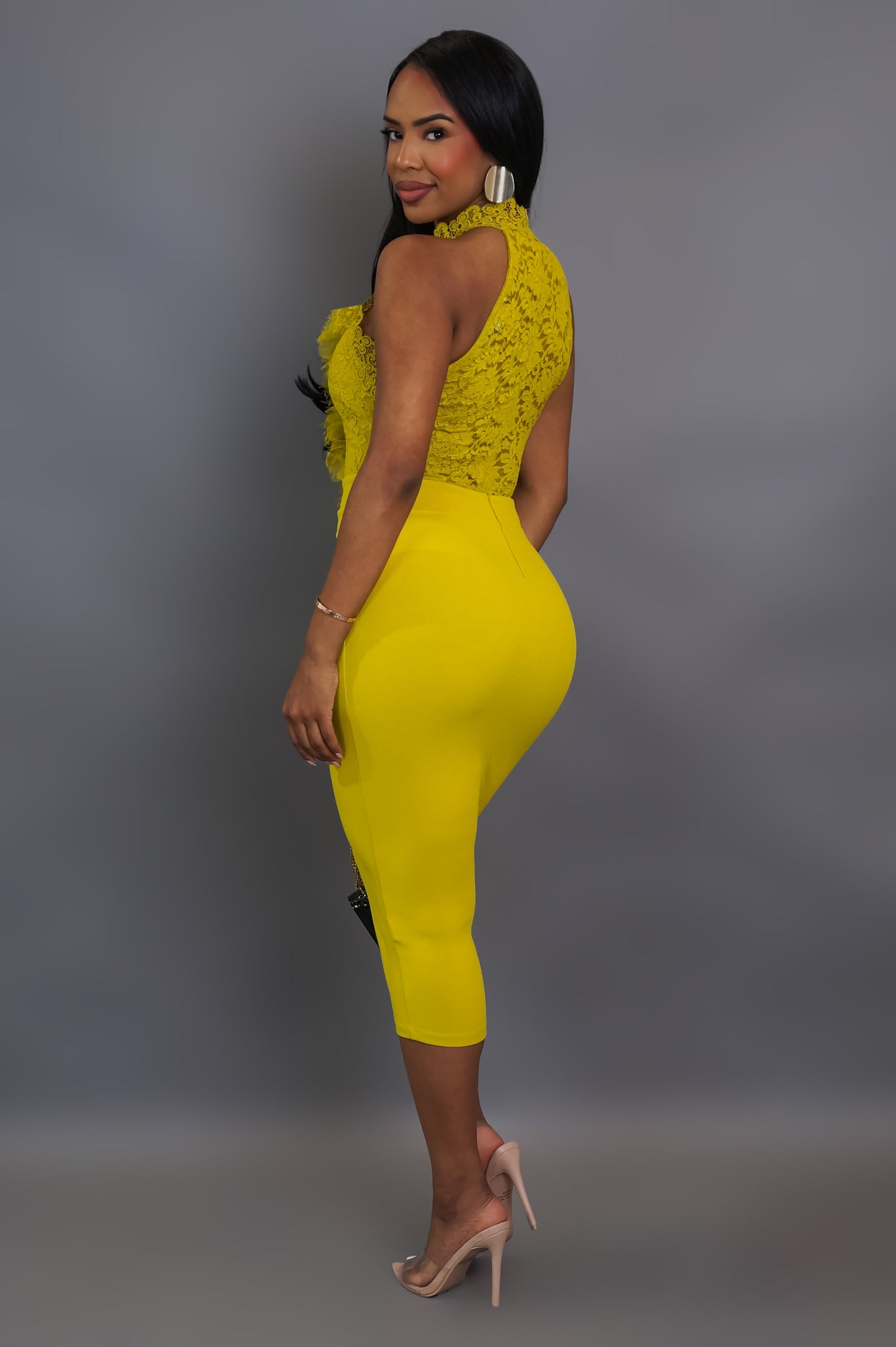 Captivating Midi Dress - Yellow