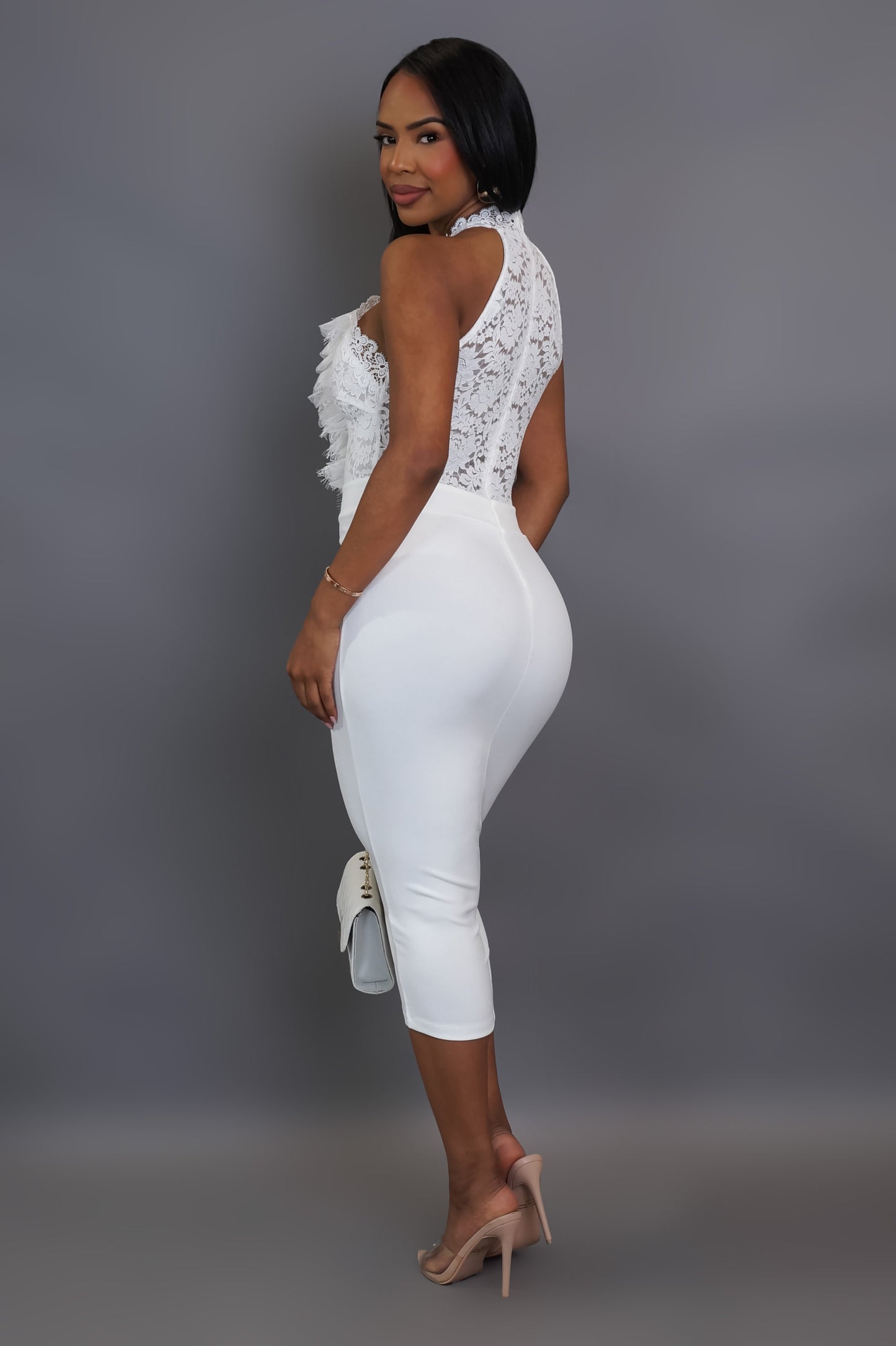 Captivating Midi Dress - White