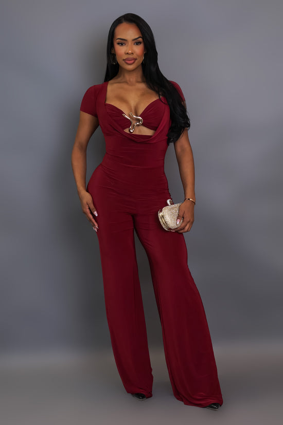 Back To You Jumpsuit - Burgundy