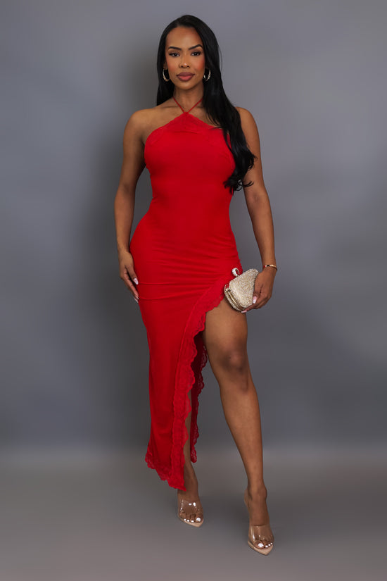 All Nights Long Midi Dress - Red