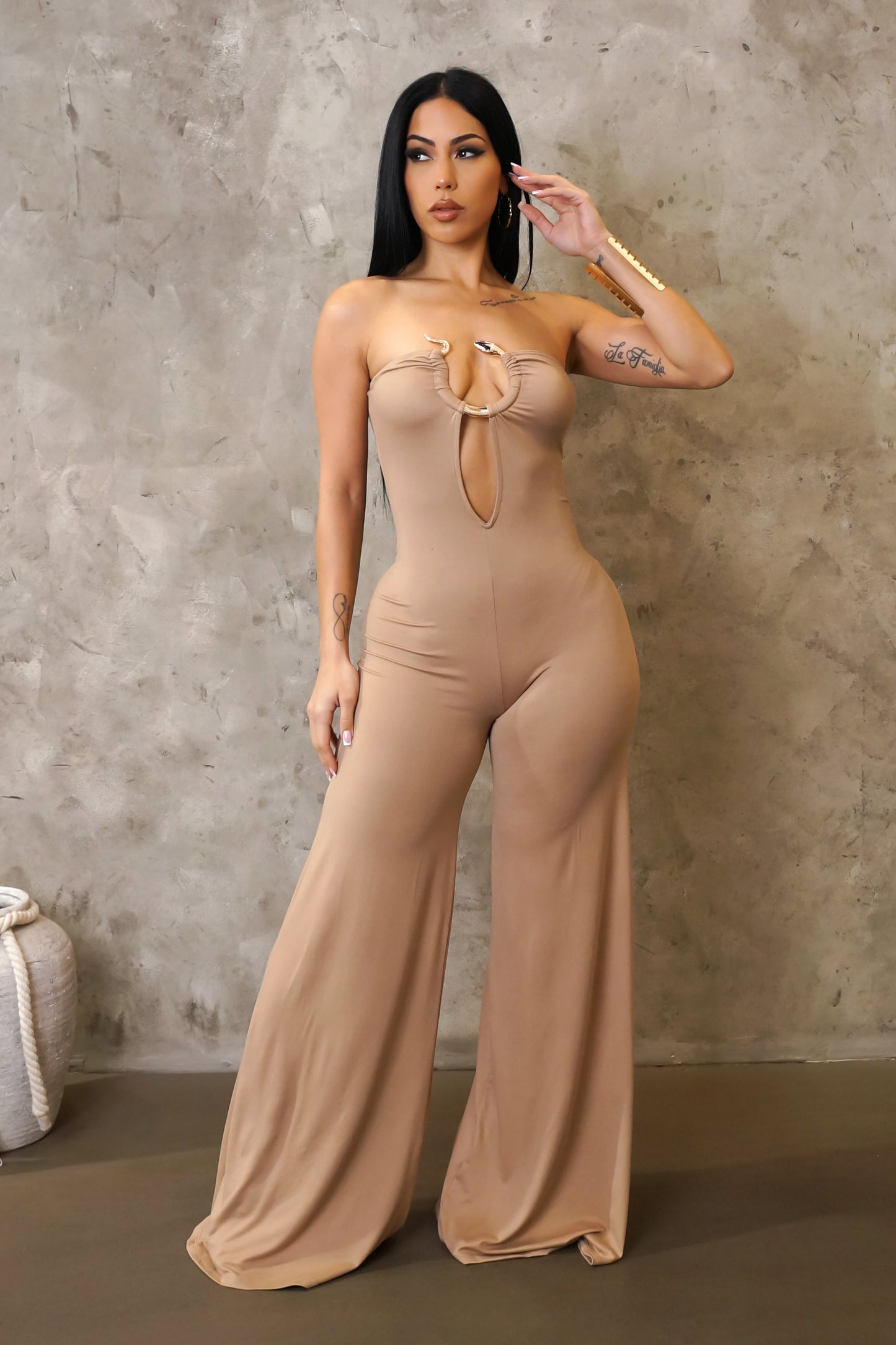 An Illusion Jumpsuit - Taupe