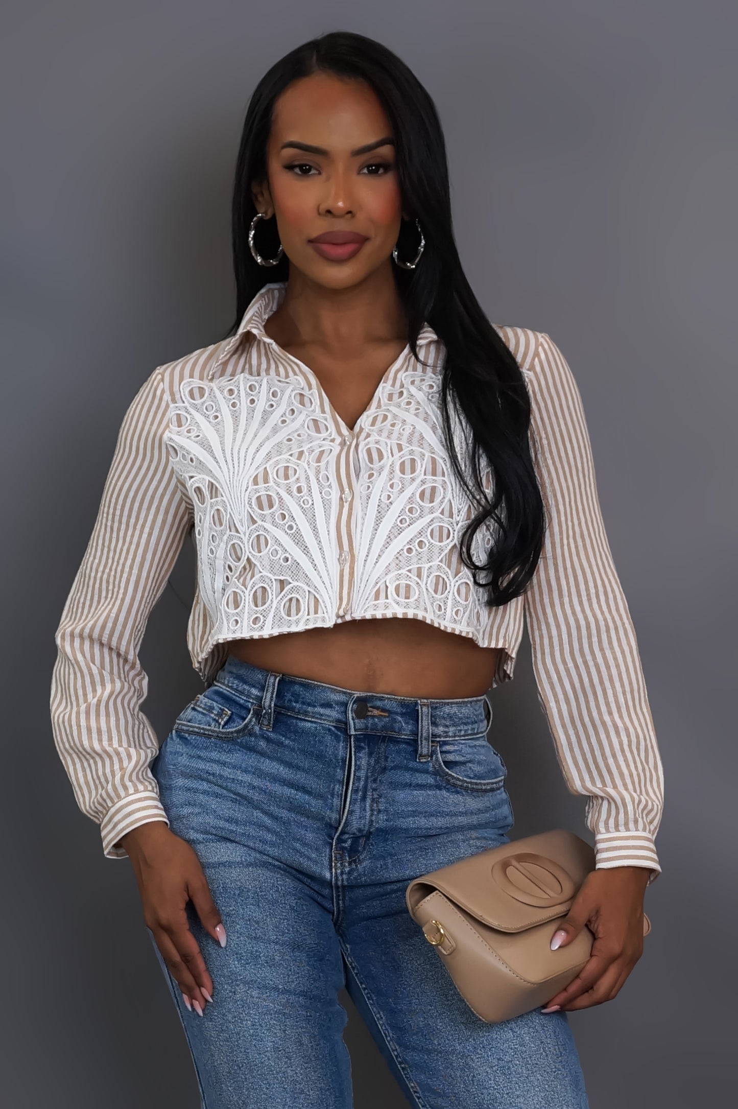 Casual Flirting Crop Top  - Beige