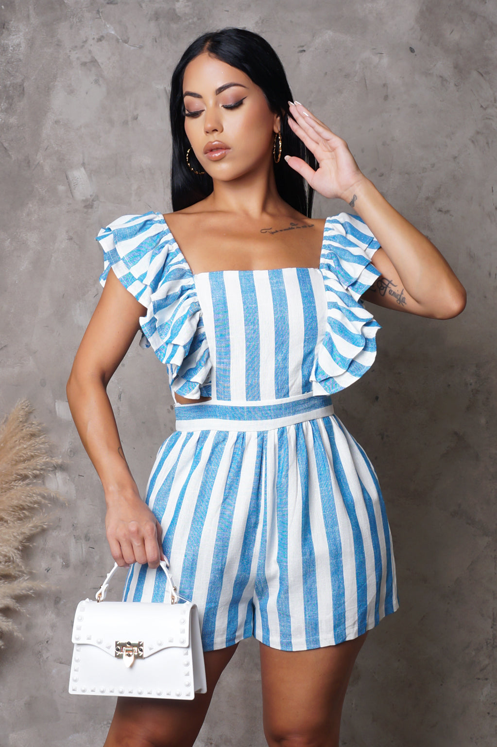 Load image into Gallery viewer, When In Rome Romper - Blue

