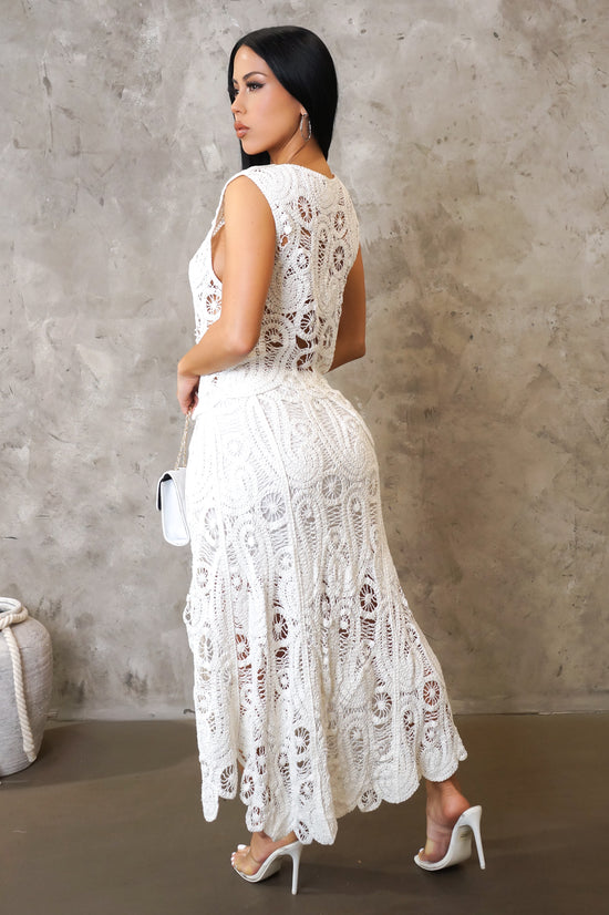 Load image into Gallery viewer, Covered In Lace Skirt Set - White
