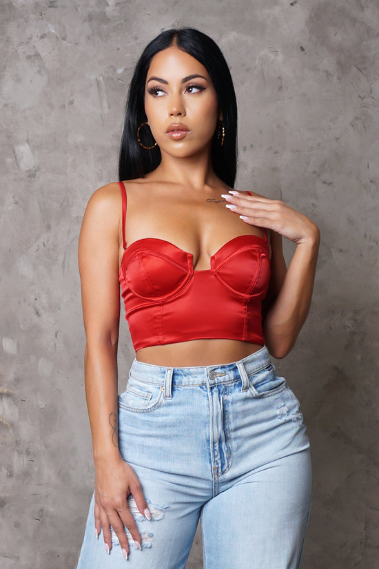 Load image into Gallery viewer, Marlene Corset Crop Top - Red
