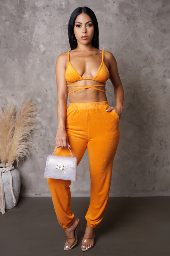 Load image into Gallery viewer, Excuse Me Two Piece Pant Set - Orange
