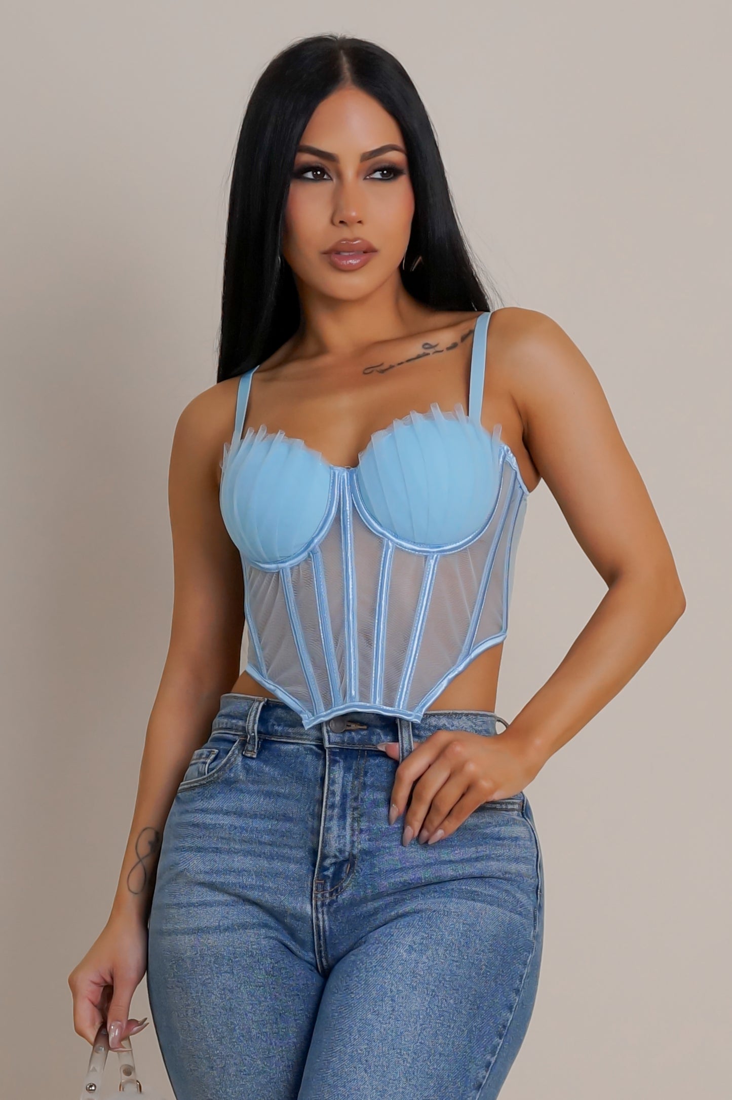 Don't Get It Twisted Crop Top - Blue