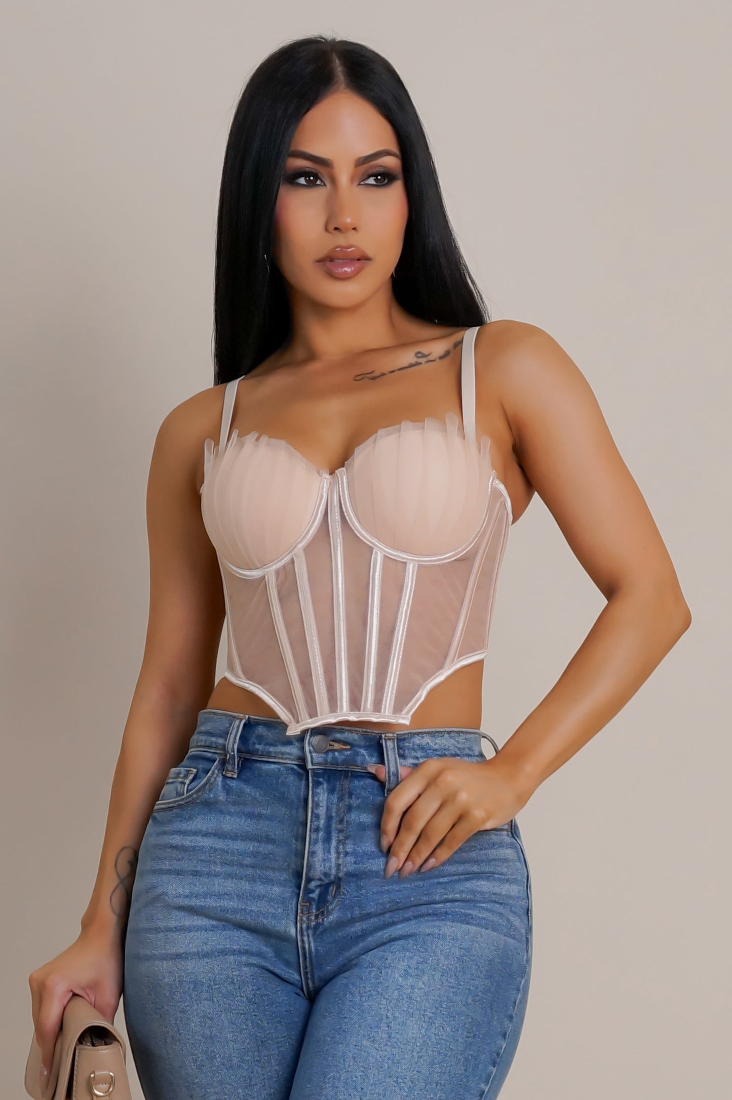 Don't Get It Twisted Crop Top - Beige