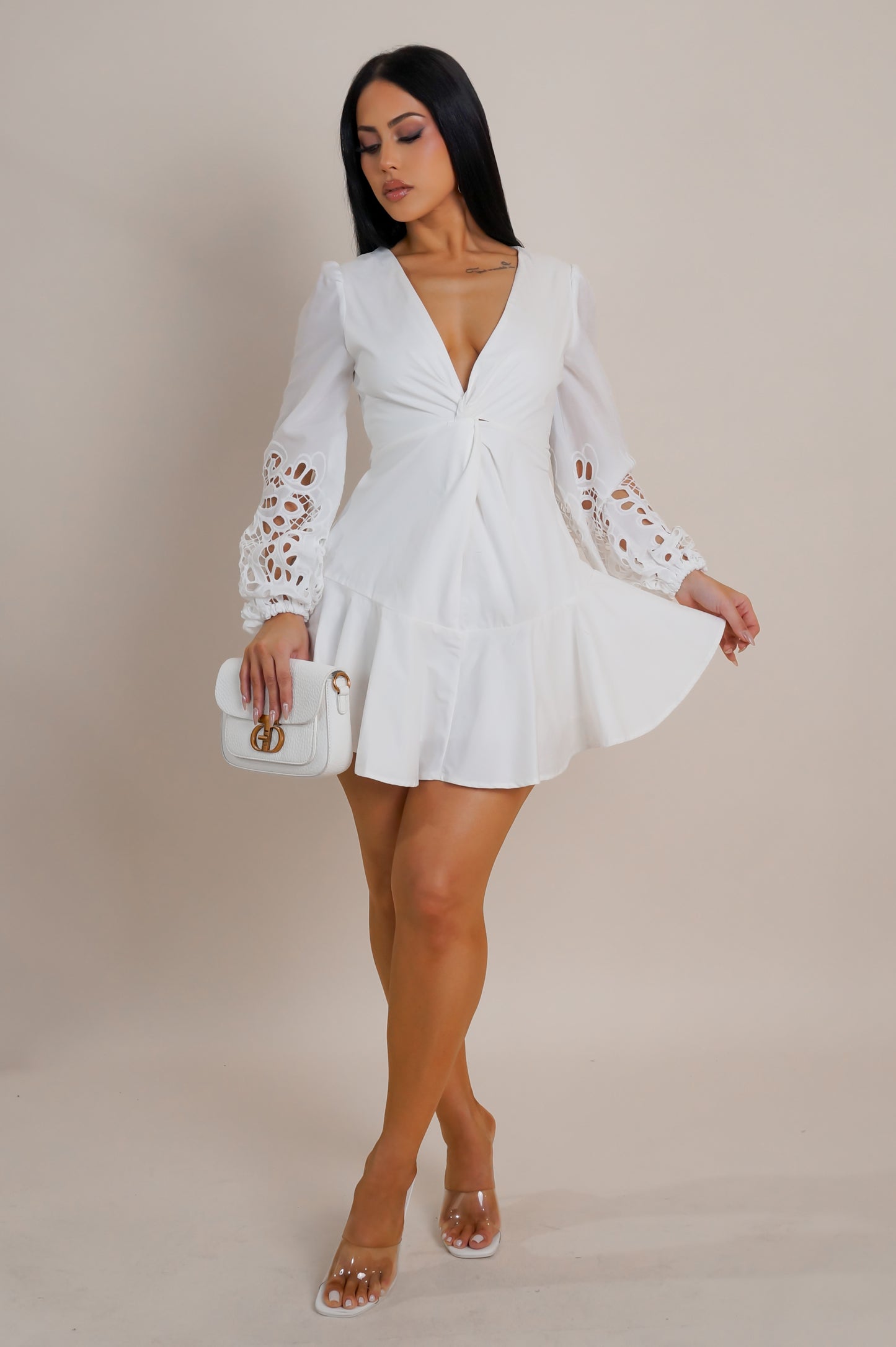 Sunset Whimsy Mini Dress - White