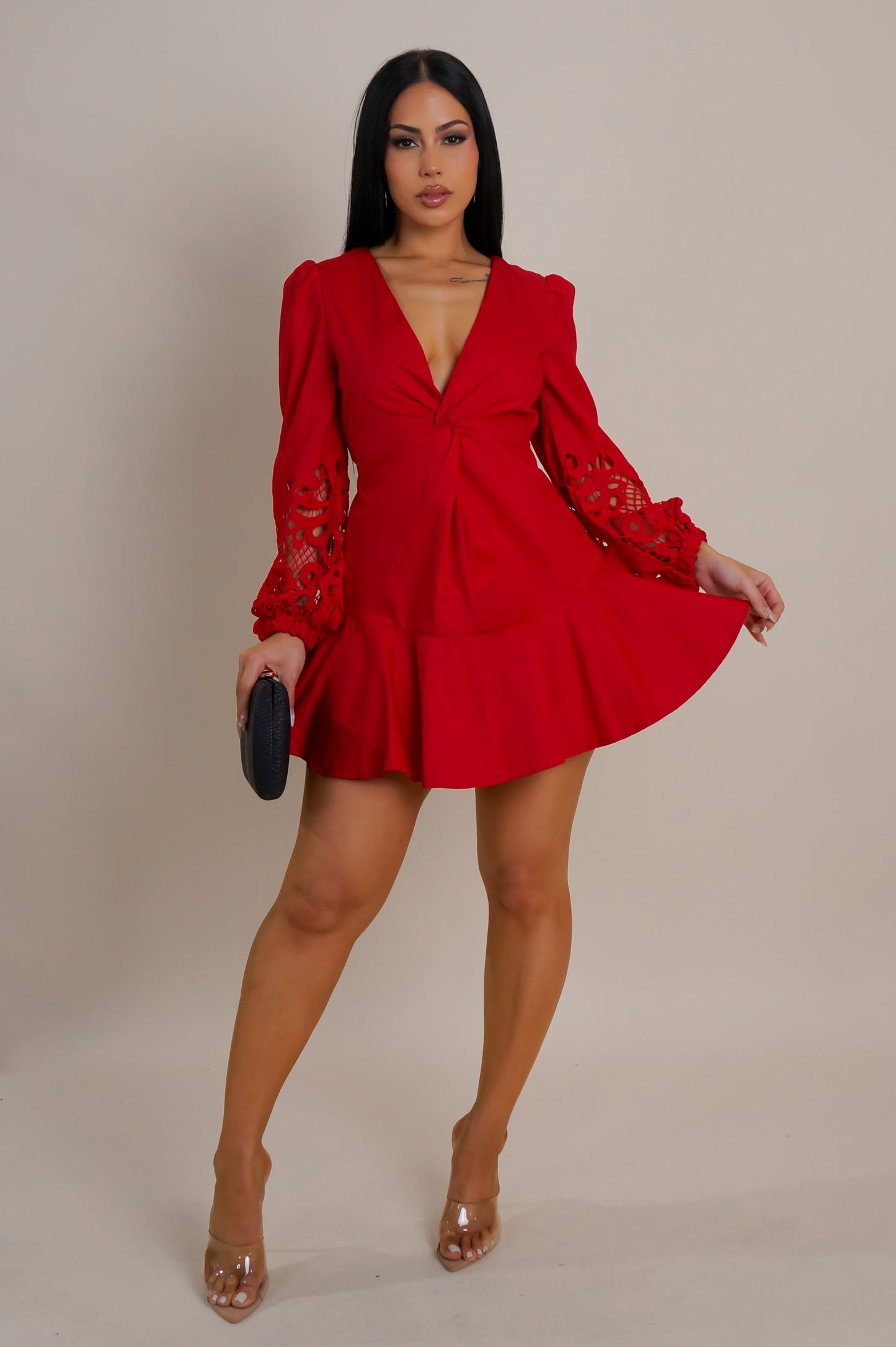 Sunset Whimsy Mini Dress - Red