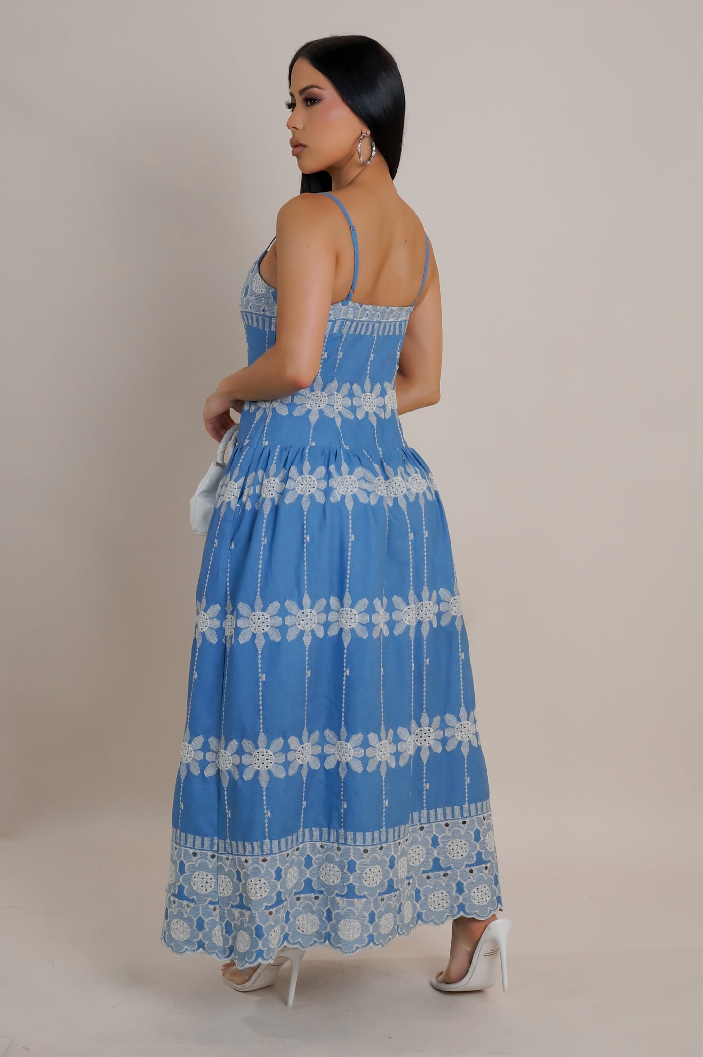 A Costal Look Midi Dress - Blue