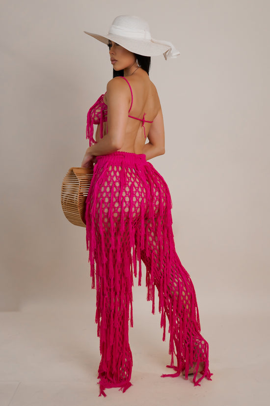 Fringe Pant Set - Pink