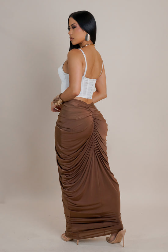 Draped Down Skirt - Brown